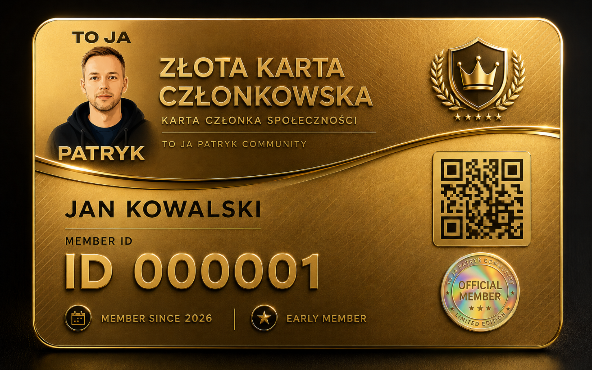 Złota Karta Członkowska To ja Patryk
